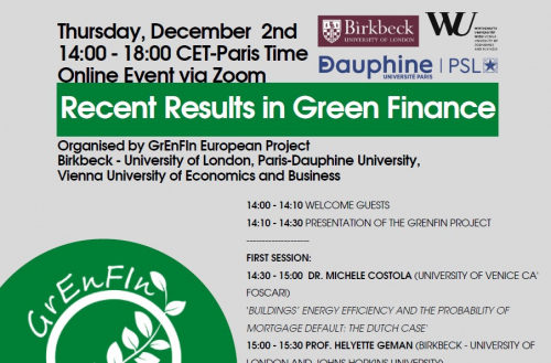 Recent Results in Green Finance – Workshop Program